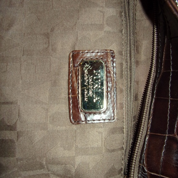 Furla Suede and Leather Embossed Shoulder Handbag - Picture 6 of 8